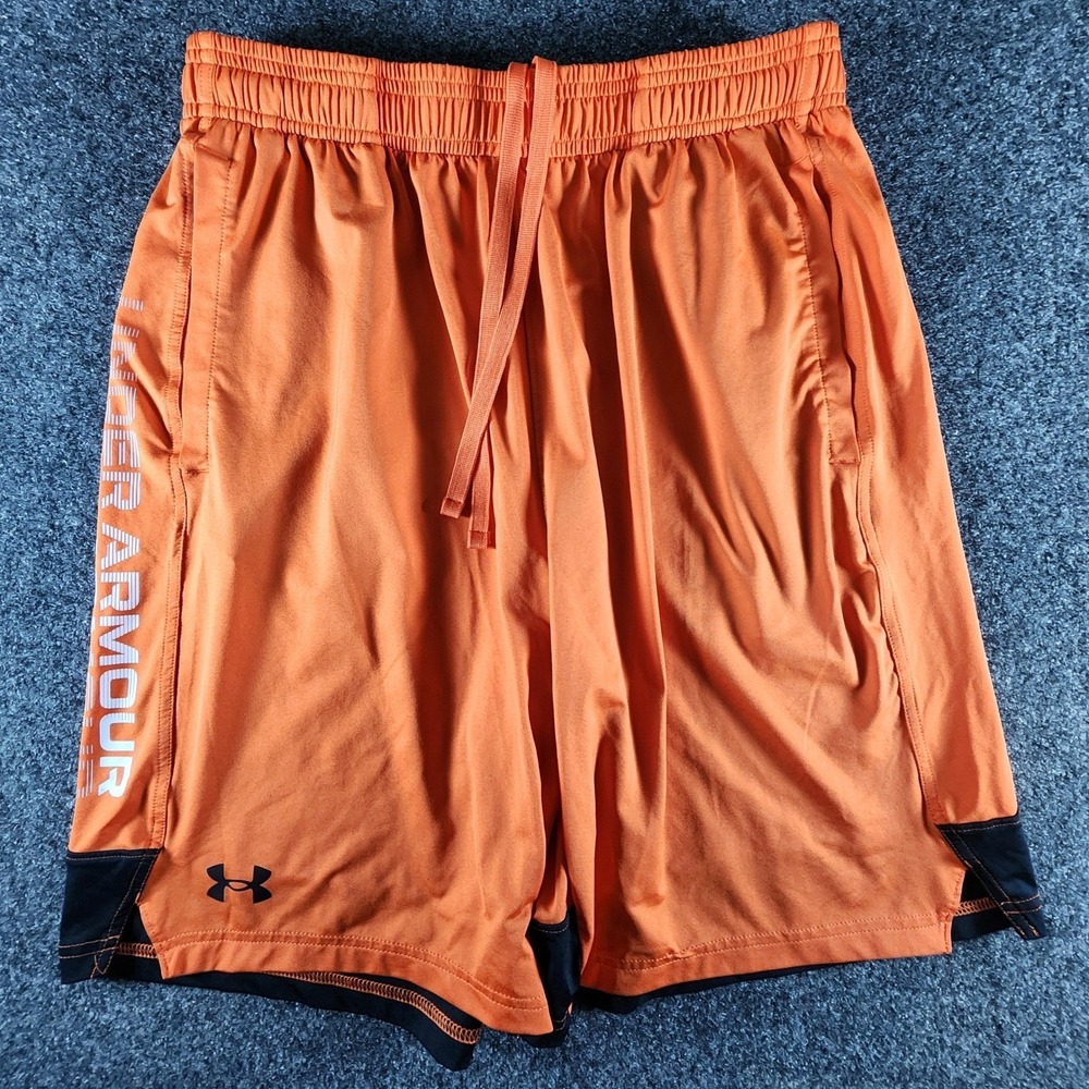 Under Armour Men's L Orange Black Loose Fit Basketball Athletic‎ Dazzle Shorts